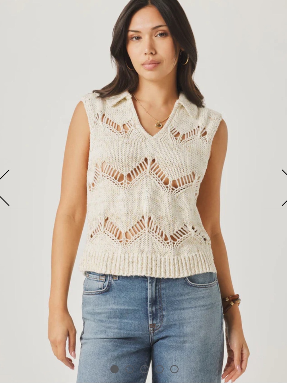 Splendid Lennox Polo Open-Knit Sleeveless Sweater Vest